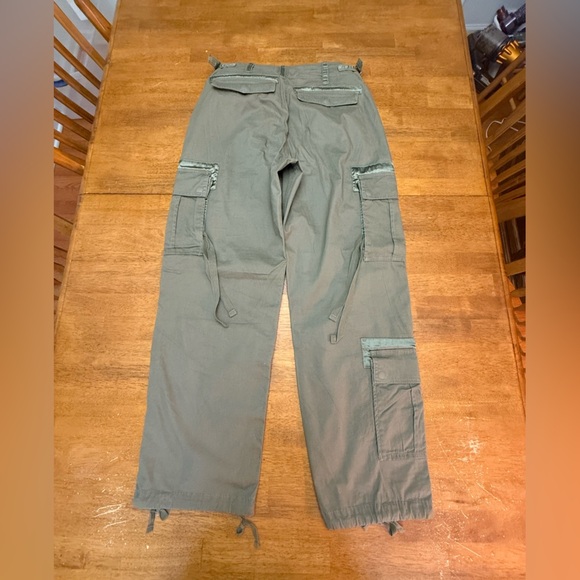 Abercrombie & Fitch Olive Wide Leg Cargo Pants 31 12 - Picture 2 of 9